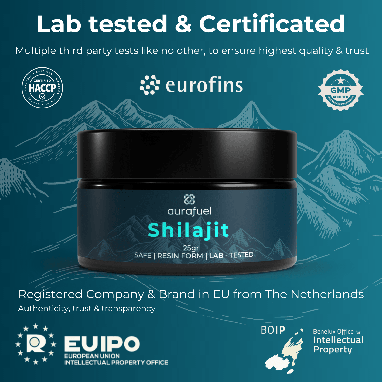lab tested and certificated shilajit from aurafuel registered brand and company