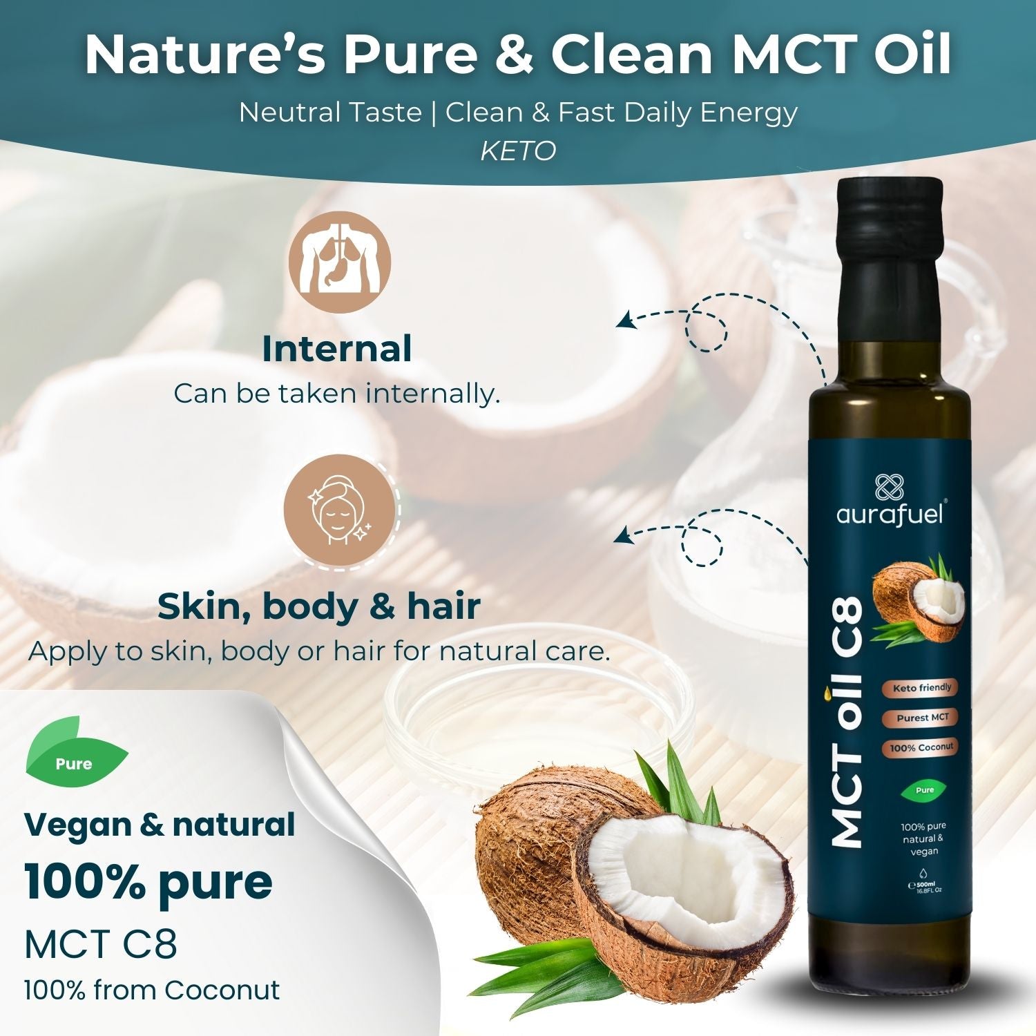 MCT oil C8 natural & pure | 100% from Coconut