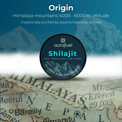 Origin of Himalaya mountains 4000 6000 m purified local farmers Aurafuel Shilajit